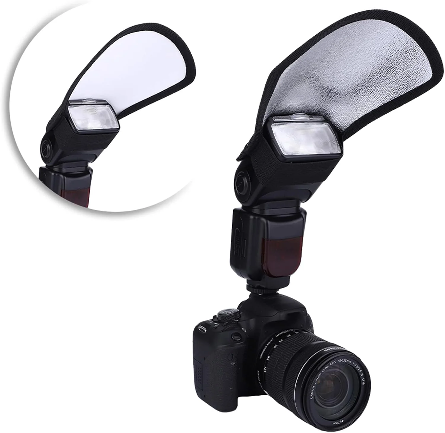 بازتابنده نور فلاش اسپیدلایت نرم و جهانی Tbest، نقرهای سفید، برای پنل بازتابنده دوربین SLR بازتابنده نور فلاش اسپیدلایت نرم و جهانی Tbest، نقرهای سفید، برای پنل بازتابنده دوربین SLR