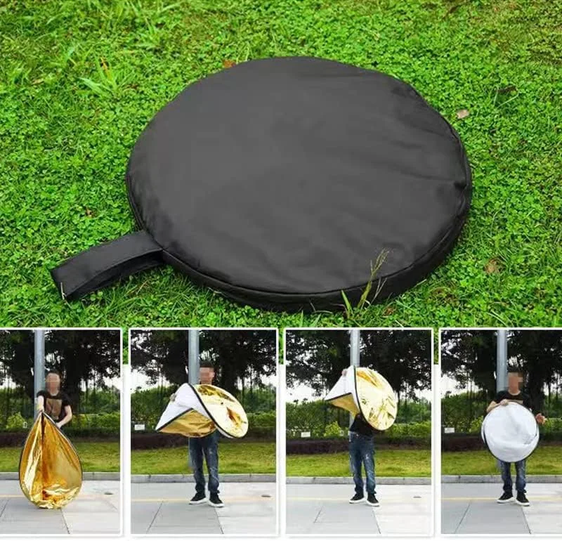 رفلکتور گرد عکاسی با ۵ رنگ برای انعکاس بهینه، قابل حمل و کاربردی برای عکاسی در فضای باز، مناسب برای تمام نگهدارندههای رفلکتور استاندارد (۶۰ سانتیمتر) رفلکتور گرد عکاسی با ۵ رنگ برای انعکاس بهینه، قابل حمل و کاربردی برای عکاسی در فضای باز، مناسب برای تمام نگهدارندههای رفلکتور استاندارد (۶۰ سانتیمتر)