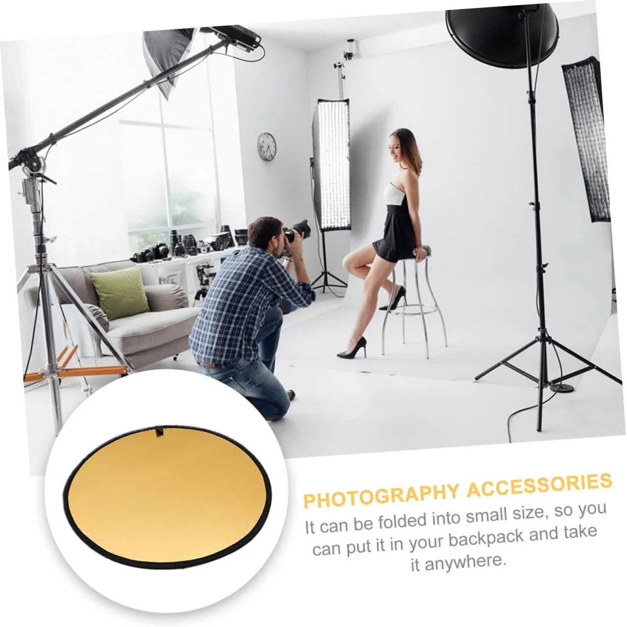 Veemoon یک مجموعه 5 در 1 بازتابنده نور دوربین، پخش کننده نور نایلونی