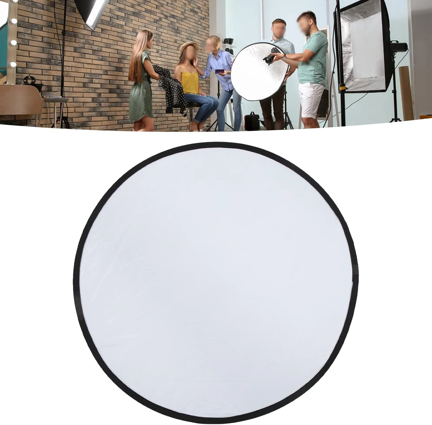 بازتابنده گرد عکاسی نقره ای سفید 2 در 1، صفحه نور پرکننده نرم استودیوی عکاسی قابل حمل، برای نورپردازی زنده، عکاسی، با کیف نگهداری (80 سانتی متر)