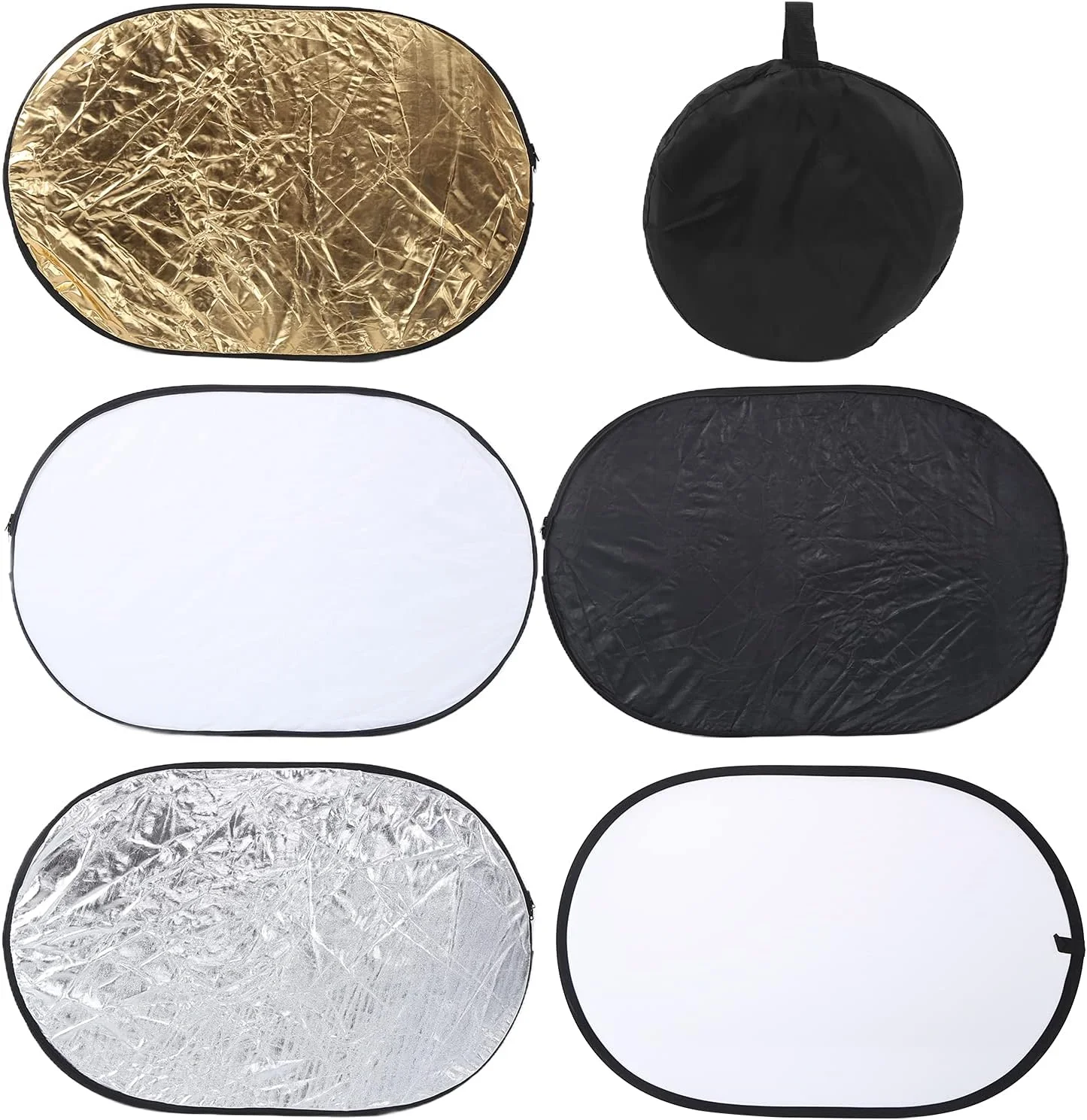 بازتابنده نور عکاسی با کیف قابل حمل برای عکاسی، تاشو 5 در 1 60x90 سانتی متر