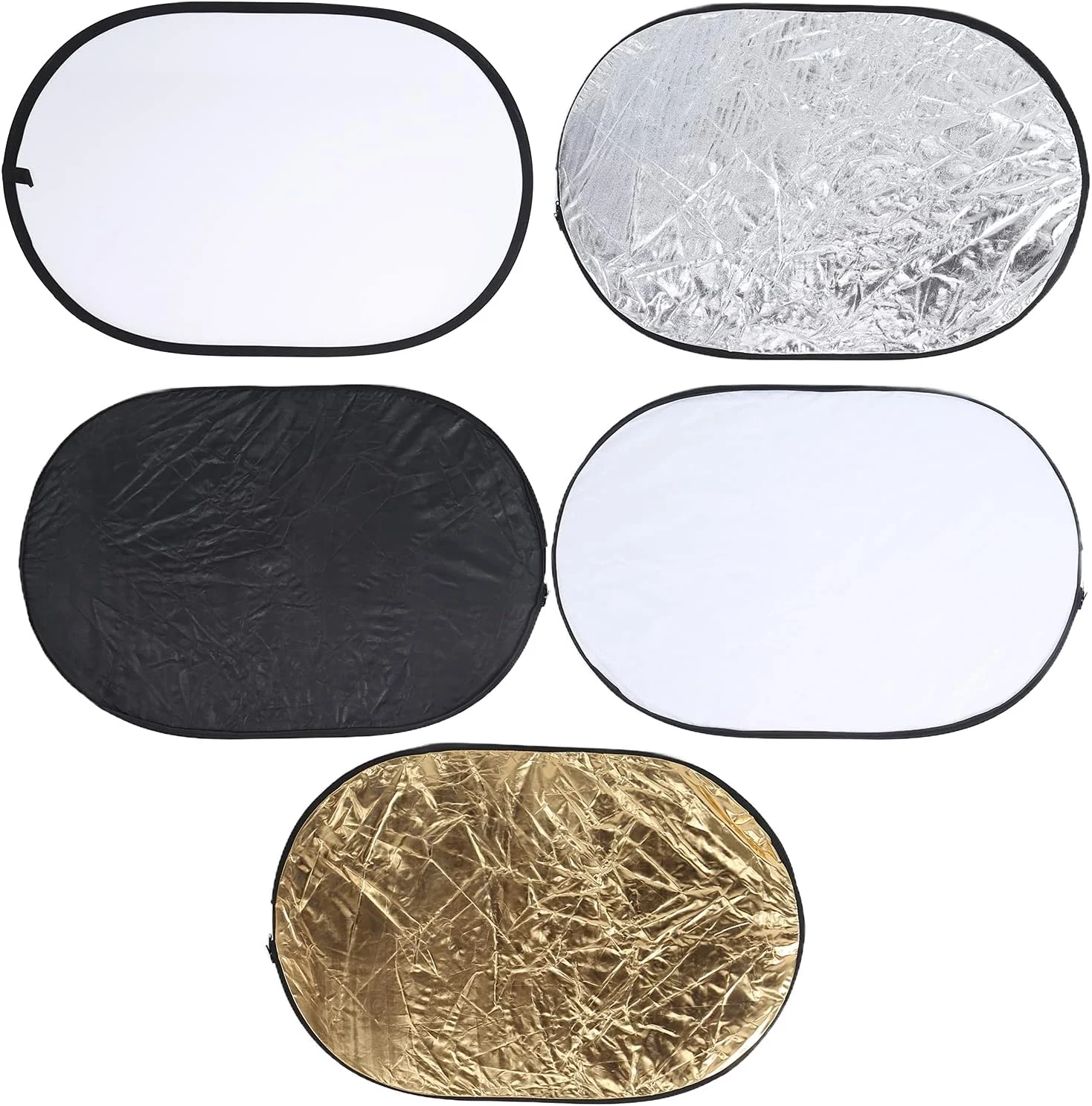 بازتابنده نور عکاسی با کیف قابل حمل برای عکاسی، تاشو 5 در 1 60x90 سانتی متر