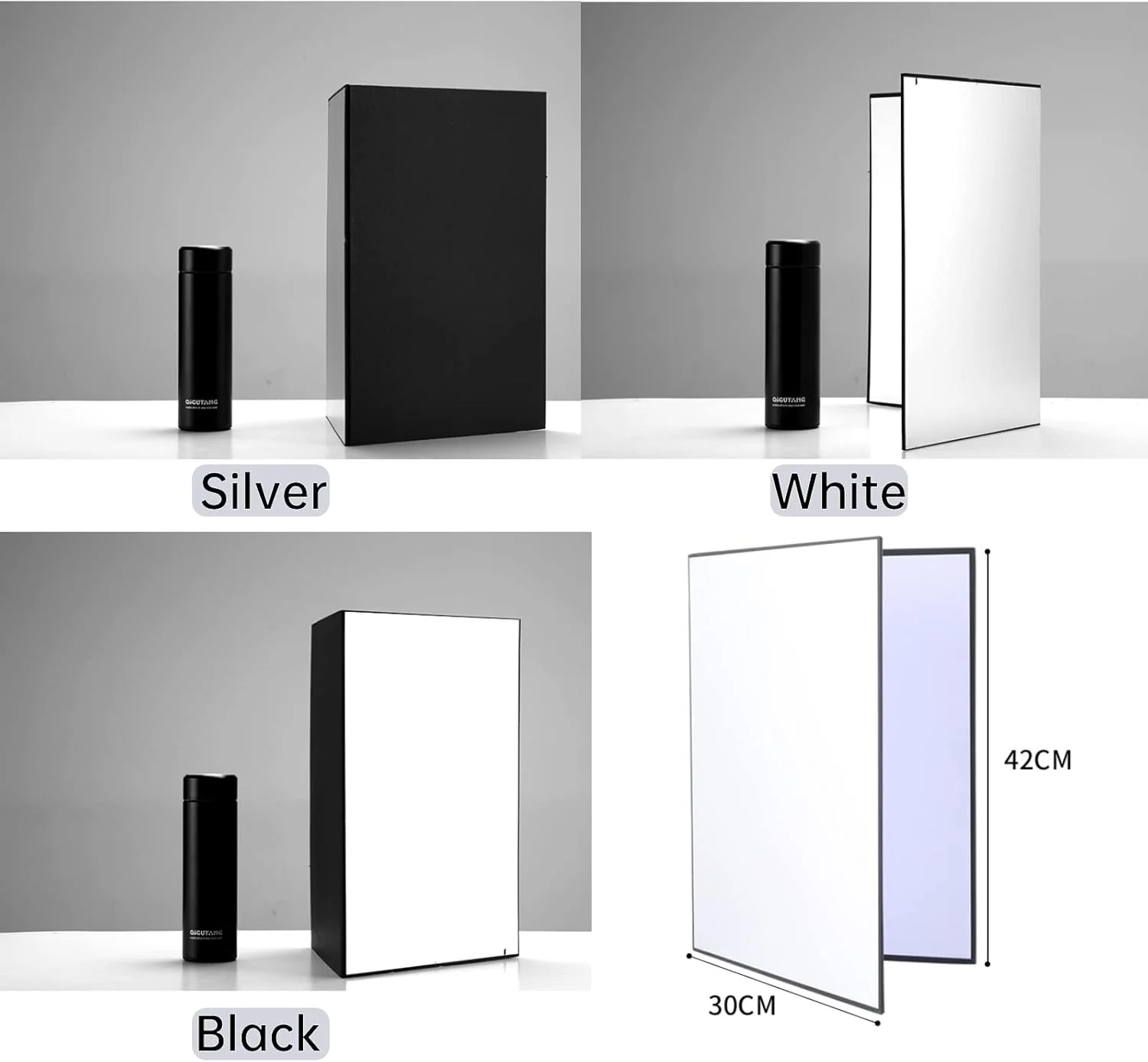 مقوای عکاسی 3 در 1 Yunseity، مقوای بازتابنده نور سایز A3، صفحه پخش کننده نور تاشو برای عکاسی، عکاسی از محصول و غذا (نقره ای، سفید و مشکی)