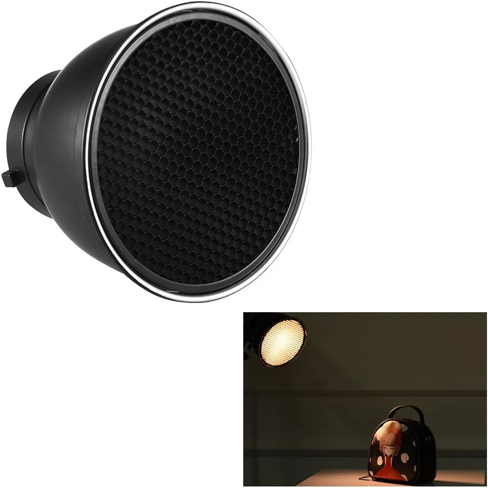 دیفیوزر رفلکتور استاندارد 7 اینچی Andoer به همراه گرید لانه زنبوری 60 درجه برای نور فلاش استودیویی با مانت بوئنز