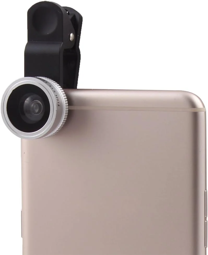 کیت لنز دوربین گیره ای 3 در 1 سوپر واید 0.4x ماکرو 195 درجه فیش آی، رنگ نقره ای