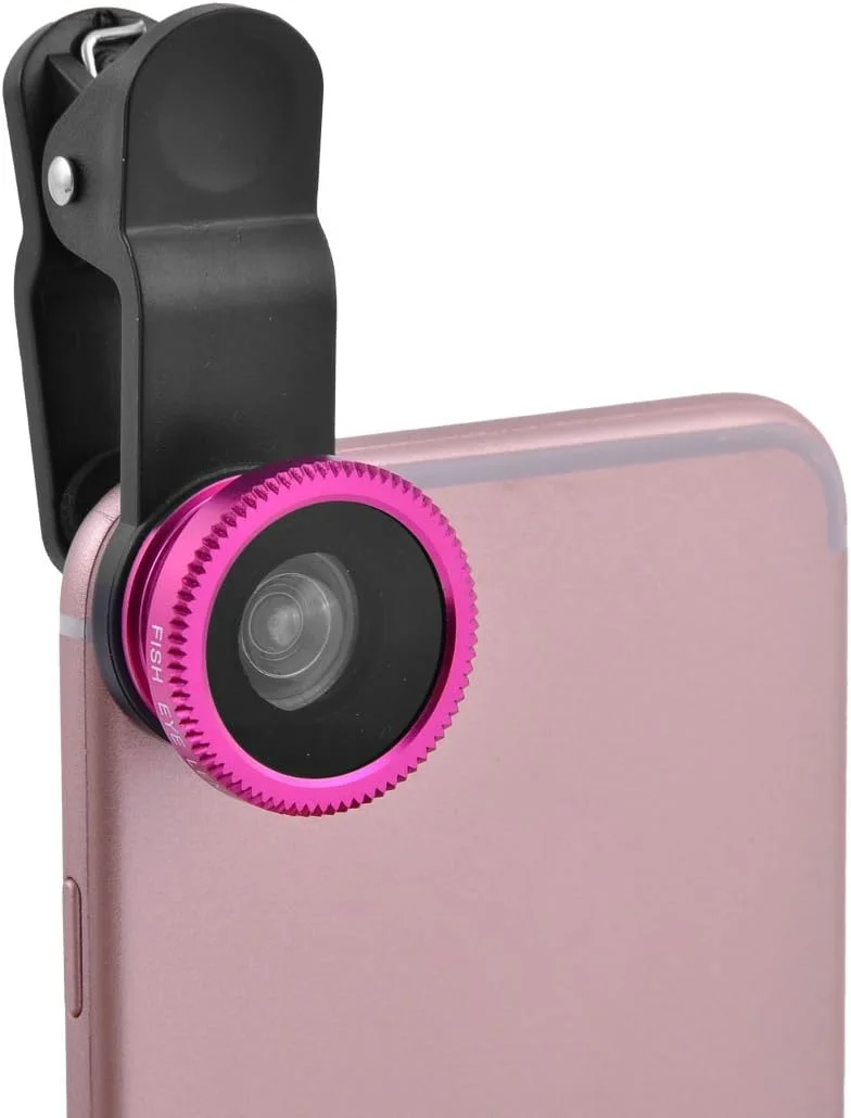 کیت لنز دوربین گوشی موبایل 3 در 1، چشم ماهی 180 درجه، زاویه دید گسترده 0.67X، ماکرو - سرخابی