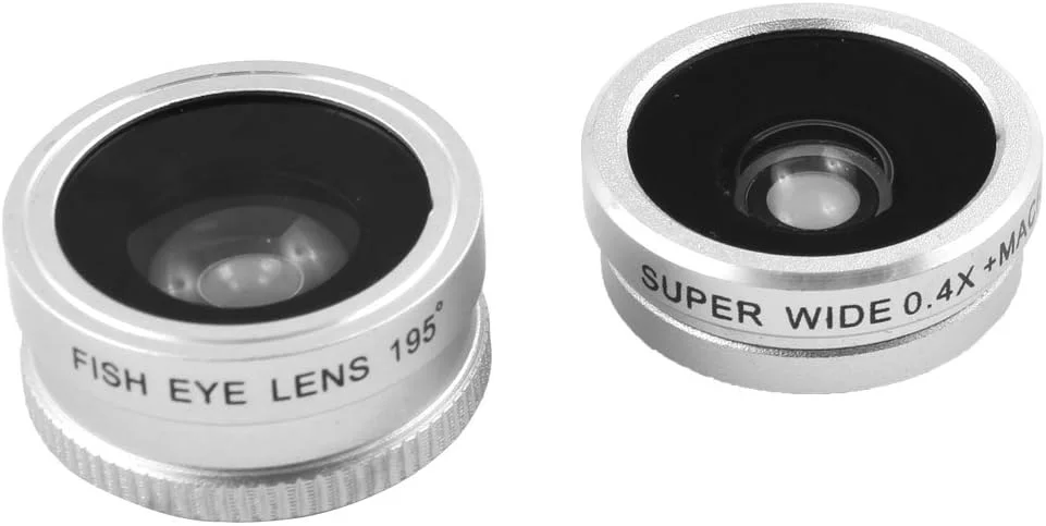 کیت لنز دوربین گیره ای 3 در 1 سوپر واید 0.4x ماکرو 195 درجه فیش آی، رنگ نقره ای