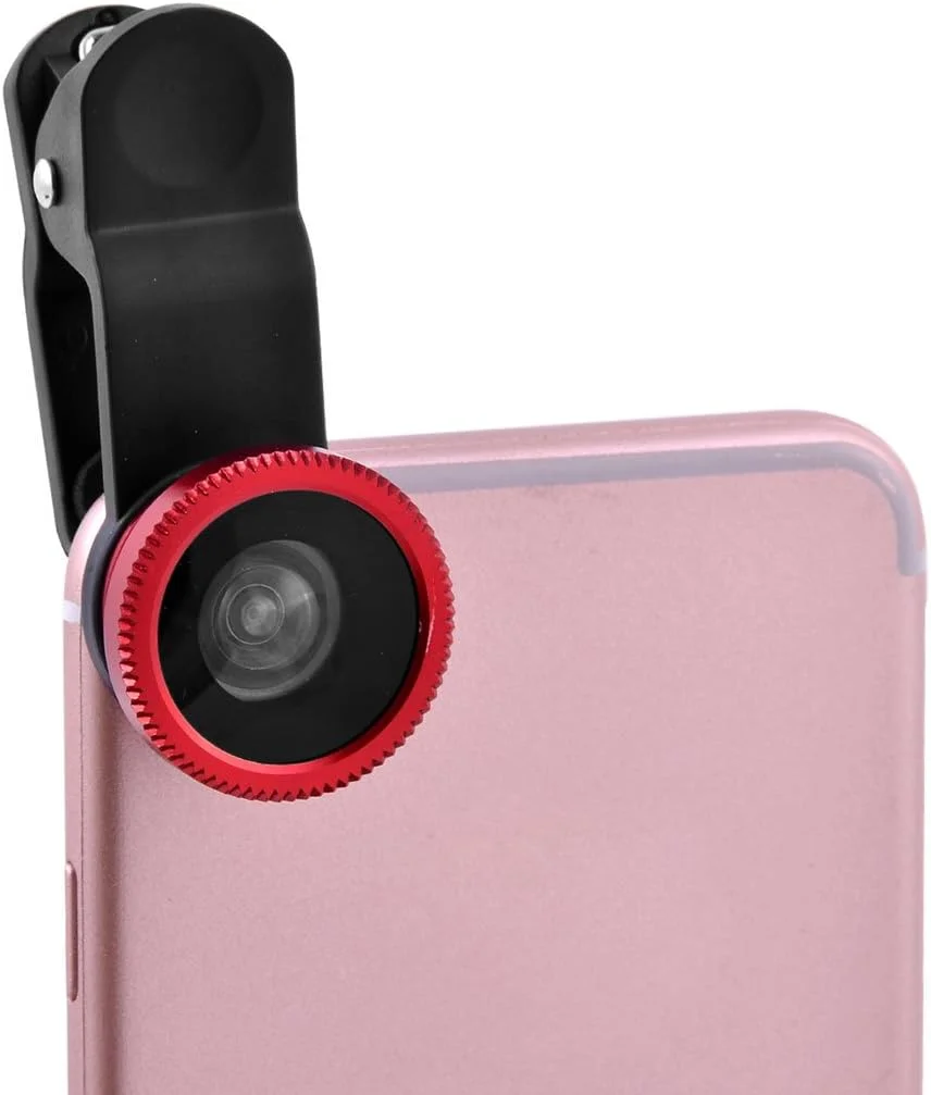 کیت لنز دوربین موبایل 3 در 1 شامل فیش آی 180 درجه، واید انگل 0.67X و ماکرو - قرمز کیت لنز دوربین موبایل 3 در 1 شامل فیش آی 180 درجه، واید انگل 0.67X و ماکرو - قرمز