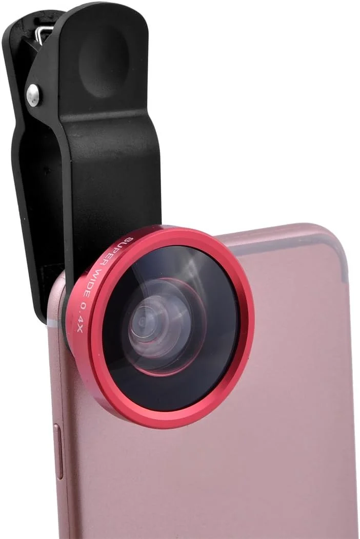 کیت لنز دوربین گوشی موبایل 3 در 1 شامل فیش آی، زاویه دید فوق عریض و ماکرو، گیره ای، قرمز