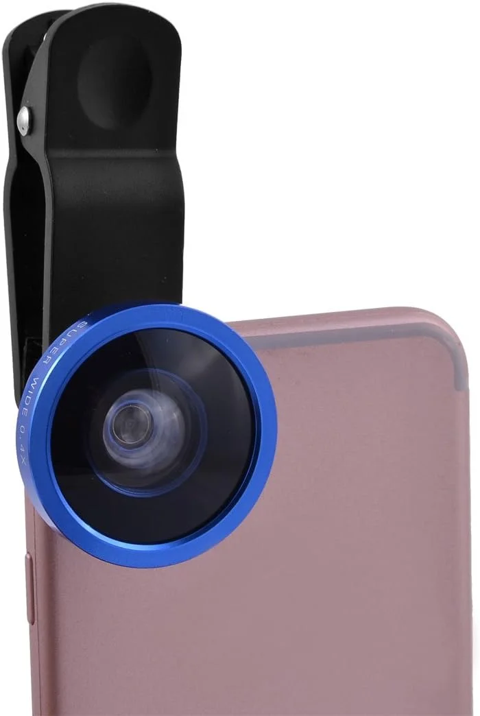 کیت لنز دوربین کلیپسی 3 در 1 گوشی موبایل، کامپیوتر، چشم ماهی، زاویه فوق العاده باز، ماکرو - آبی