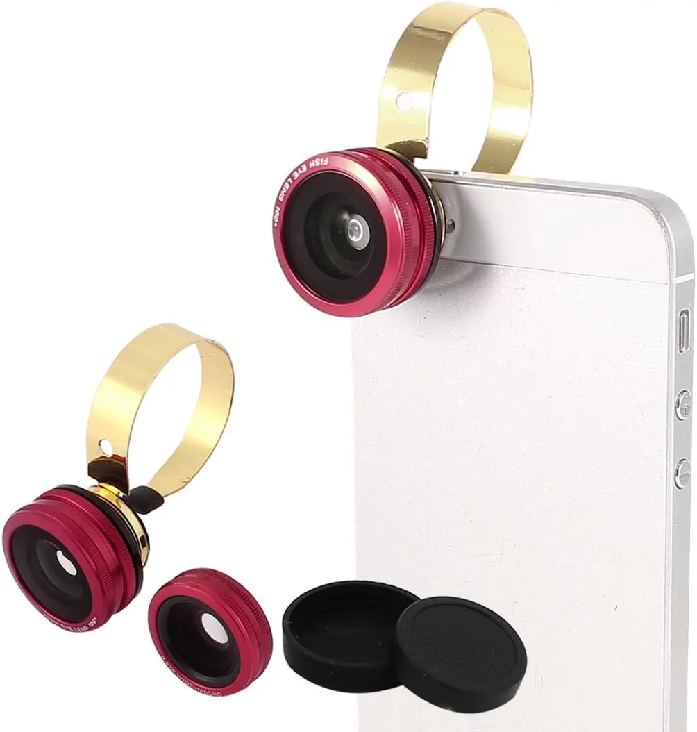 لنز موبایل قرمز 180 درجه چشم ماهی + زاویه باز + لنز میکرو