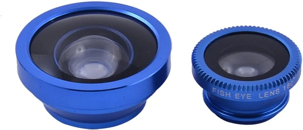 کیت لنز دوربین کلیپسی 3 در 1 گوشی موبایل، کامپیوتر، چشم ماهی، زاویه فوق العاده باز، ماکرو - آبی
