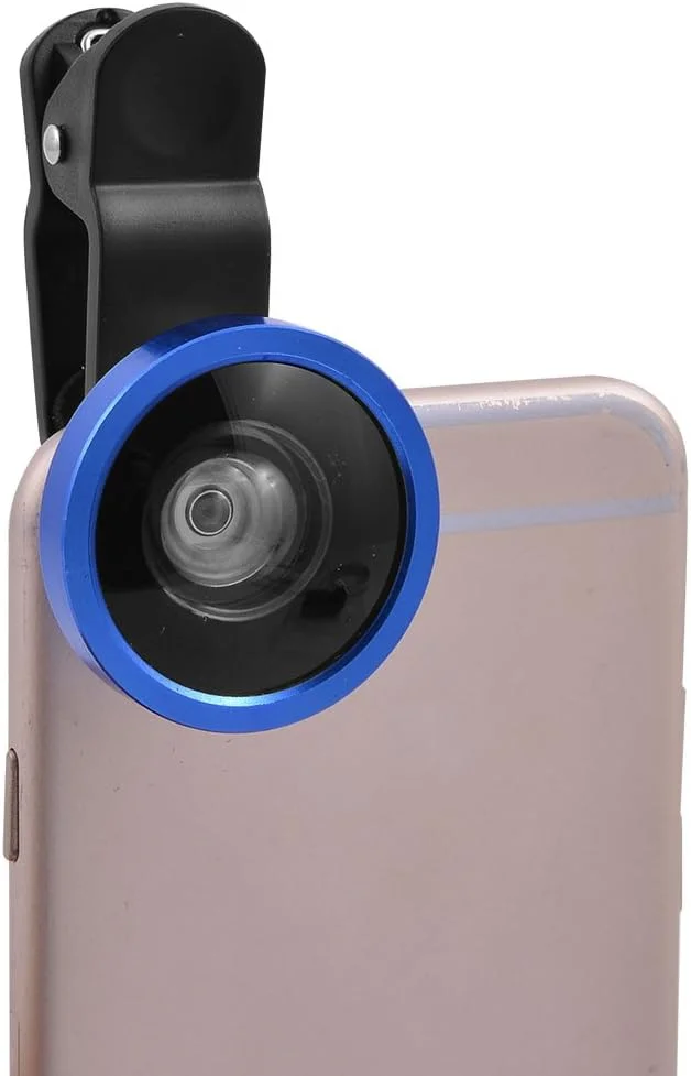 لنز دوربین زاویه باز فوق العاده عریض 0.4X HD با گیره جداشدنی یونیورسال آبی رنگ برای تلفن همراه