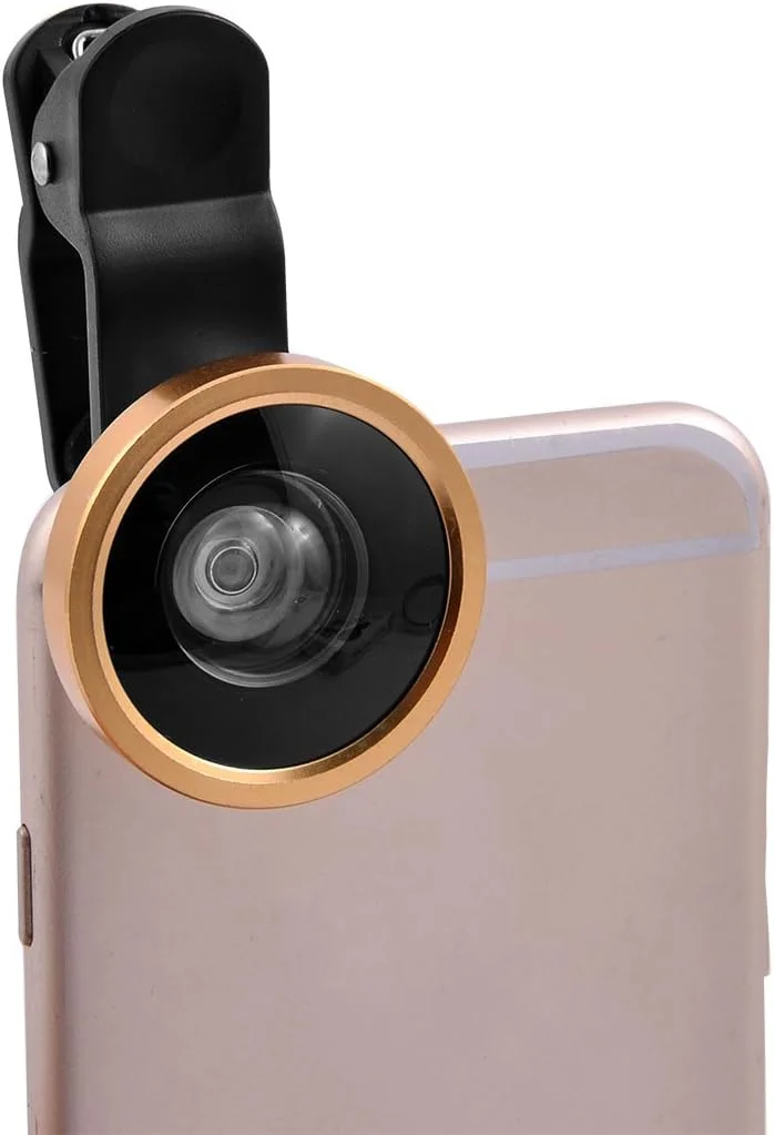 لنز دوربین زاویه باز فوق العاده HD 0.4X با گیره یونیورسال، رنگ طلایی، مناسب برای تلفن هوشمند لنز دوربین زاویه باز فوق العاده HD 0.4X با گیره یونیورسال، رنگ طلایی، مناسب برای تلفن هوشمند