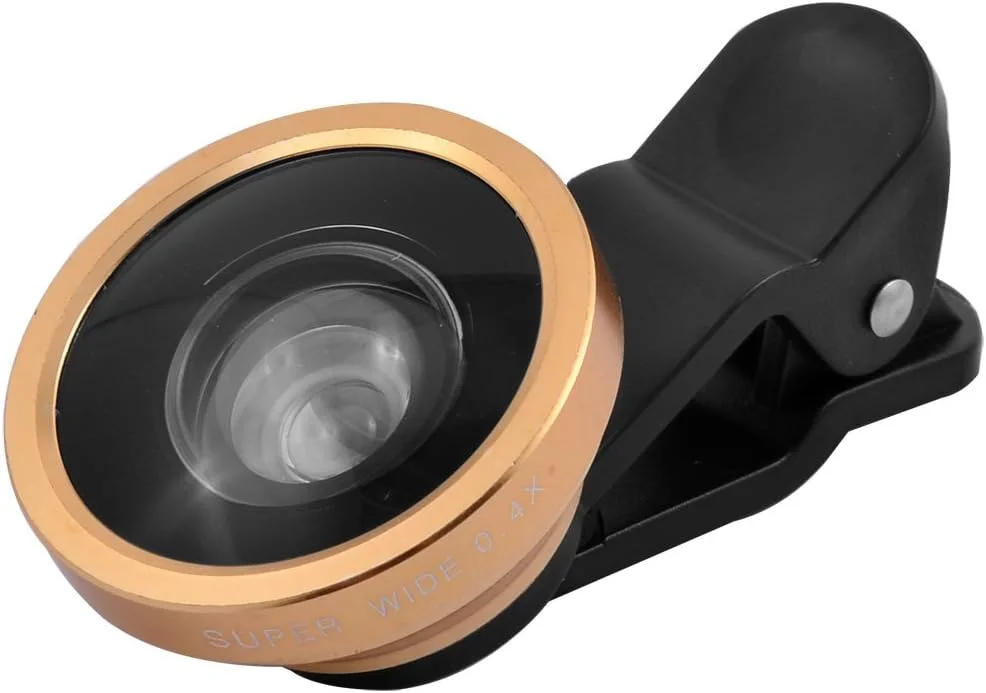 لنز دوربین زاویه باز فوق العاده HD 0.4X با گیره یونیورسال، رنگ طلایی، مناسب برای تلفن هوشمند لنز دوربین زاویه باز فوق العاده HD 0.4X با گیره یونیورسال، رنگ طلایی، مناسب برای تلفن هوشمند