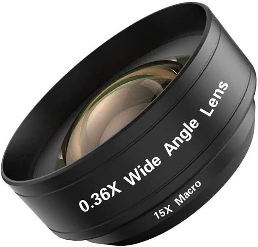 لنز دوربین گوشی، گروه لنز 2 در 1، لنز فوق عریض 4K HD 120 درجه، لنز ماکرو 15 برابر، سازگار با گوشی های هوشمند مختلف