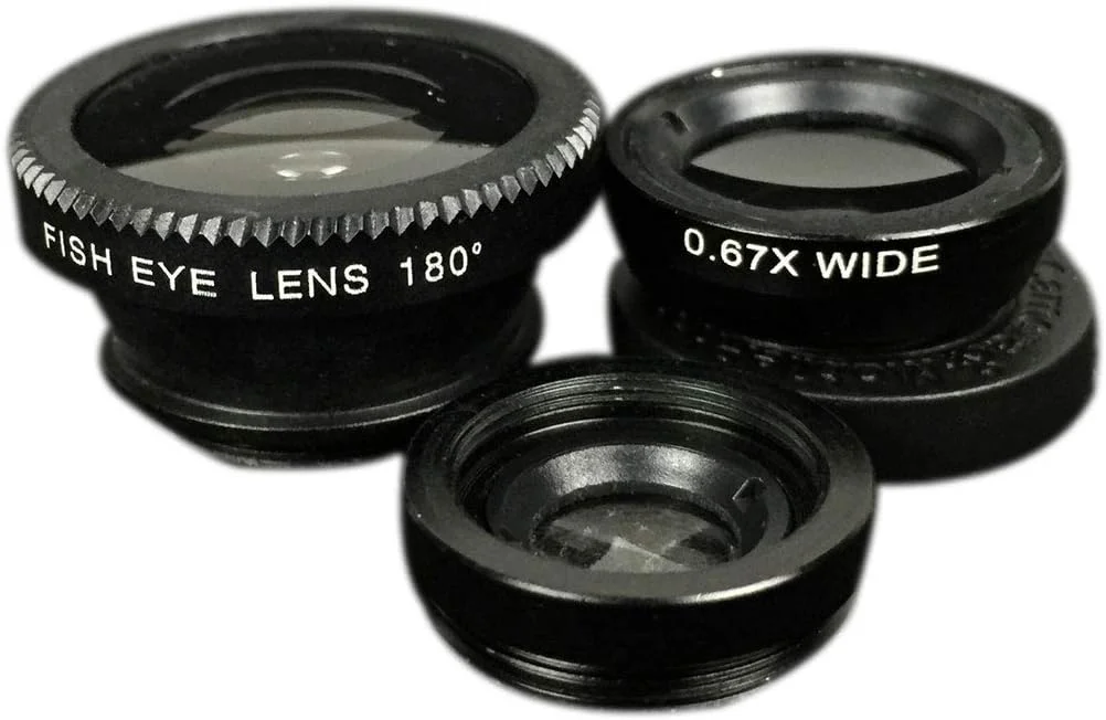 ست لنز موبایل 3 در 1 Showay Hegerby شامل لنزهای چشم ماهی، زاویه باز و ماکرو به همراه گیره یونیورسال