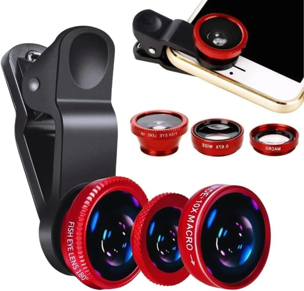 کیت لنز دوربین فنری X، مجموعه لنز گیره ای جهانی 3 در 1 با زاویه دید عریض، چشم ماهی و ماکرو، لنز عکاسی حرفه ای قرمز برای تلفن های هوشمند، سازگار با اکثر دستگاه های آیفون و اندروید کیت لنز دوربین فنری X، مجموعه لنز گیره ای جهانی 3 در 1 با زاویه دید عریض، چشم ماهی و ماکرو، لنز عکاسی حرفه ای قرمز برای تلفن های هوشمند، سازگار با اکثر دستگاه های آیفون و اندروید