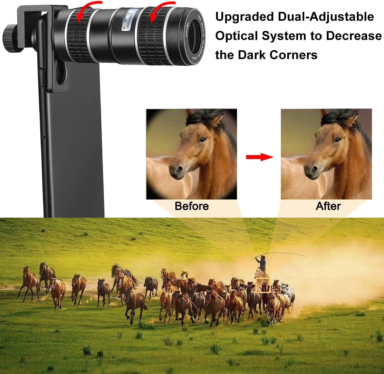 کیت لنز دوربین گوشی TECHO، 5 در 1 - لنز تله فوتو زوم 12X + لنز زاویه باز + لنز چشم ماهی + لنز ماکرو + تلسکوپ تک چشمی سازگار با گوشی های هوشمند آیفون، اندروید، سامسونگ کیت لنز دوربین گوشی TECHO، 5 در 1 - لنز تله فوتو زوم 12X + لنز زاویه باز + لنز چشم ماهی + لنز ماکرو + تلسکوپ تک چشمی سازگار با گوشی های هوشمند آیفون، اندروید، سامسونگ