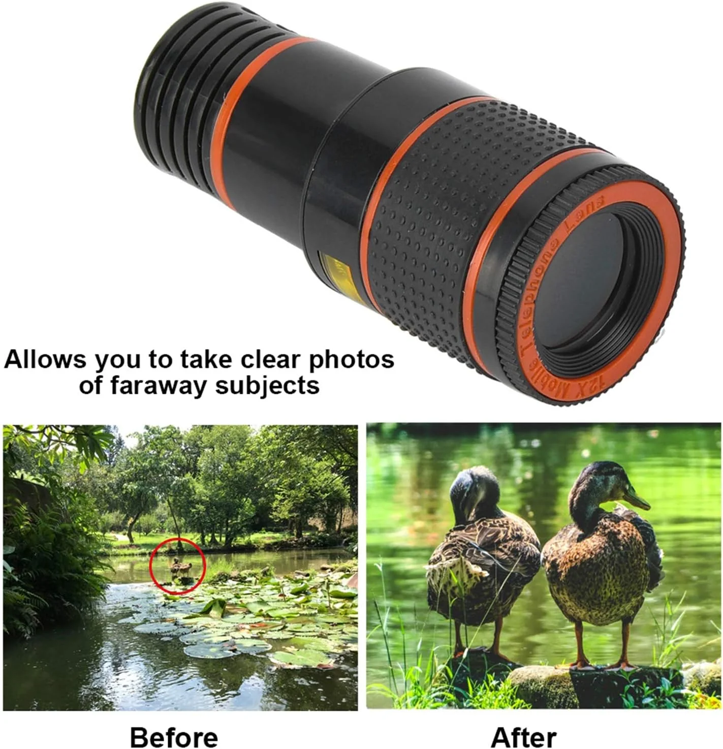 لنز تله فوتو 12X، لنز دوربین تلفن همراه تلسکوپی با گیره، لنز چشم ماهی HD با گیره برای تلفن همراه و تبلت، مناسب برای مسافرت، کمپینگ و پیاده روی لنز تله فوتو 12X، لنز دوربین تلفن همراه تلسکوپی با گیره، لنز چشم ماهی HD با گیره برای تلفن همراه و تبلت، مناسب برای مسافرت، کمپینگ و پیاده روی