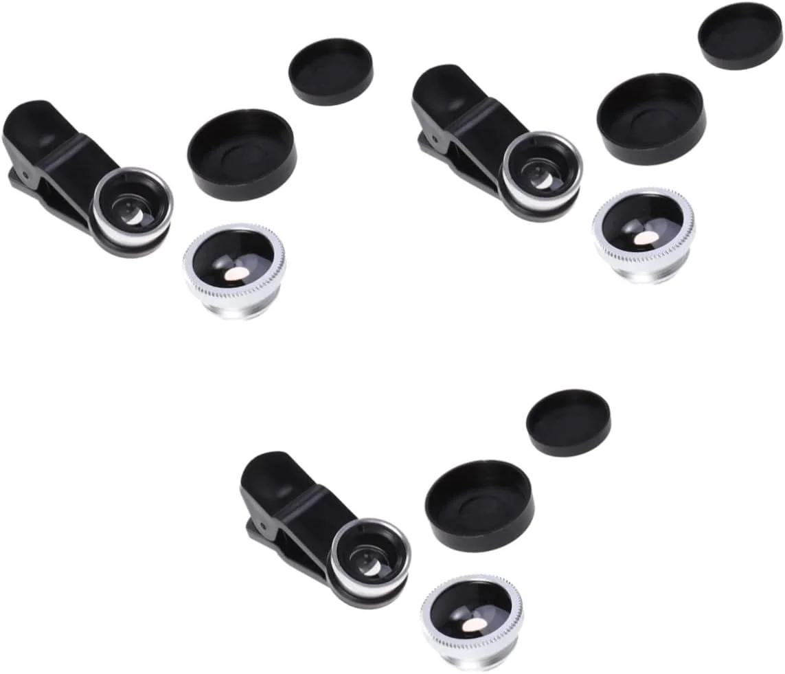 UKCOCO 3 عدد لنز زاویه باز گیره ای برای تلفن همراه، لنز چشم ماهی برای کیت لنز دوربین تلفن جهانی 3 در 1، لنز چشم ماهی، لنز زاویه باز تلفن خارجی
