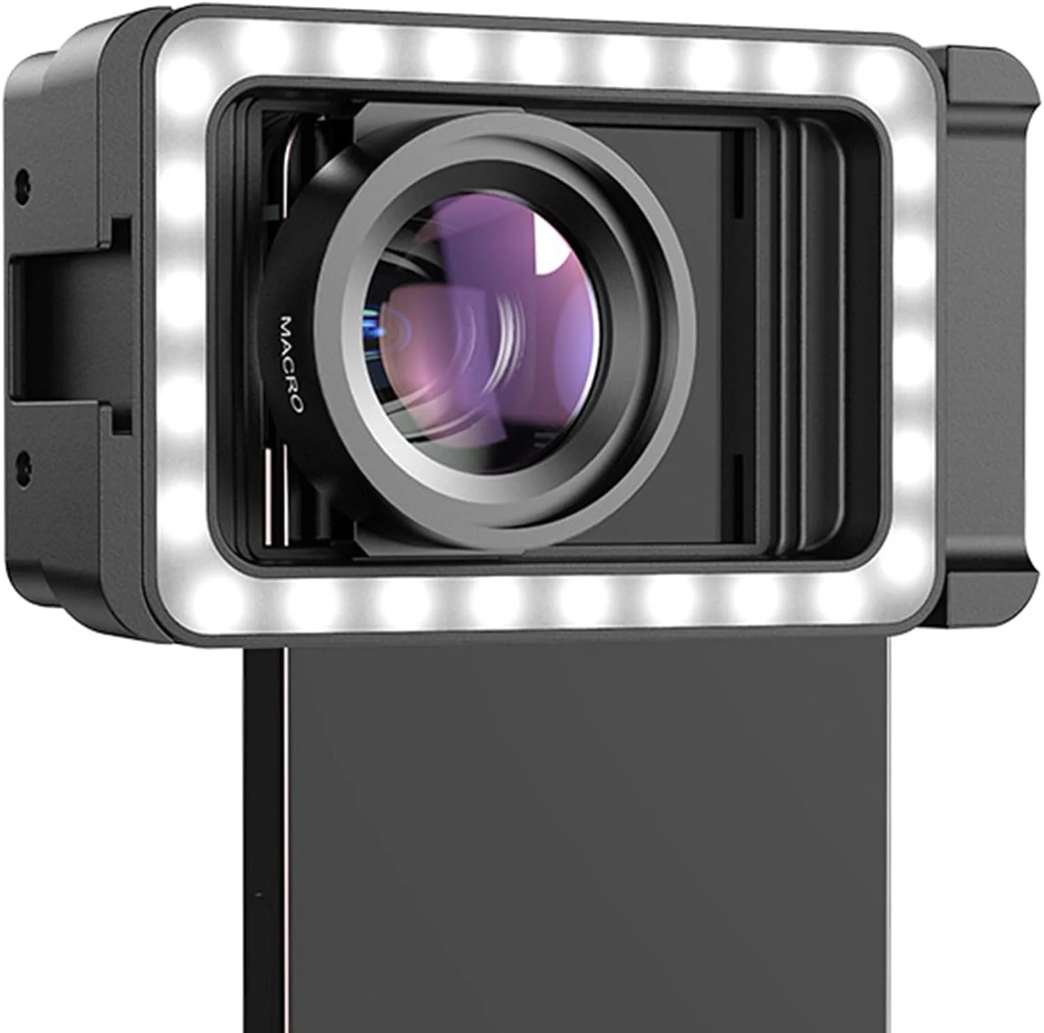 لنز ماکرو تلفن 15X با نور پرکننده LED، لنز ماکرو 15X + آداپتور لنز رزوه ای 17 میلی متری برای آیفون 15/15Pro/15Pro Max، سامسونگ، اندروید (مناسب برای تقریباً همه تلفن ها)