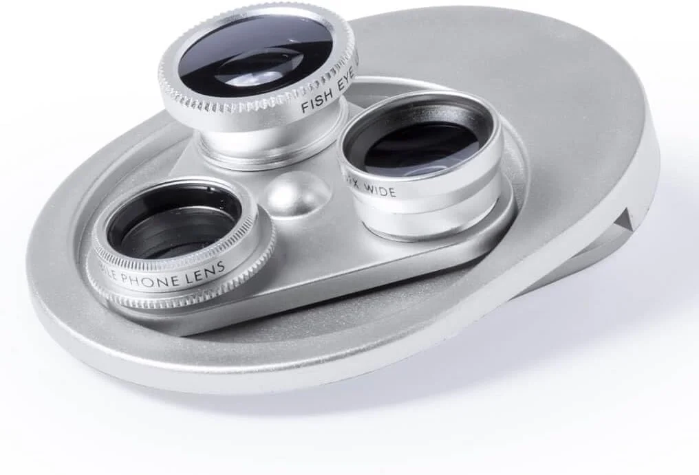 کیت لنز دوربین گوشی هوشمند 4 در 1 یونیورسال – نقره ای | لنزهای واید انگل، ماکرو، فیش آی و تله فوتو با طراحی گیره ای | سازگار با آیفون، سامسونگ، اندروید و غیره (سفید)