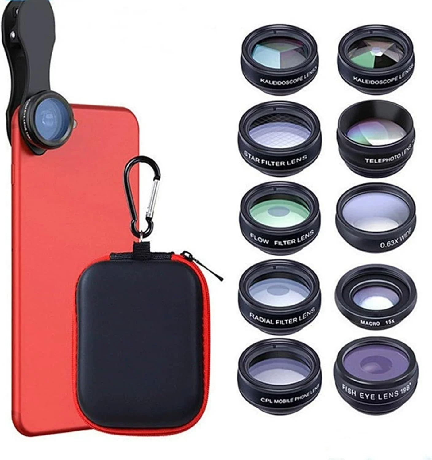 لنز دوربین موبایل یونیورسال 10 در 1، سازگاری آسان، مناسب برای اکثر گوشی ها