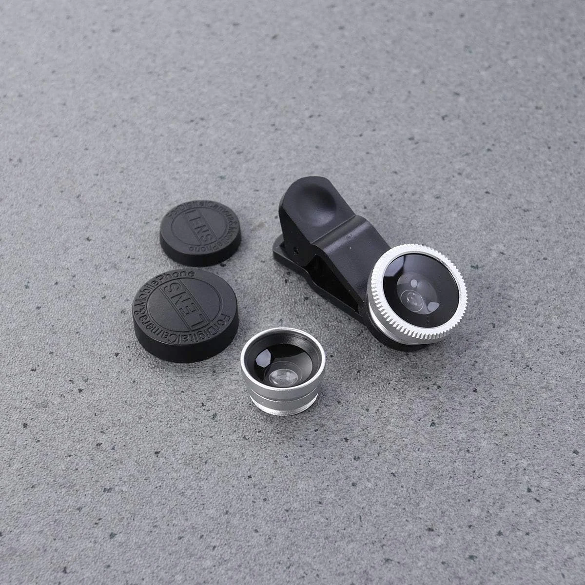 لنز دوربین تلفن همراه قابل حمل جهانی، لنز زاویه باز فوق العاده، لنز ماکرو، لنز چشم ماهی، گیره لنز 3 در 1 تلفن همراه برای آیفون 6S/7/8/X (نقره ای)