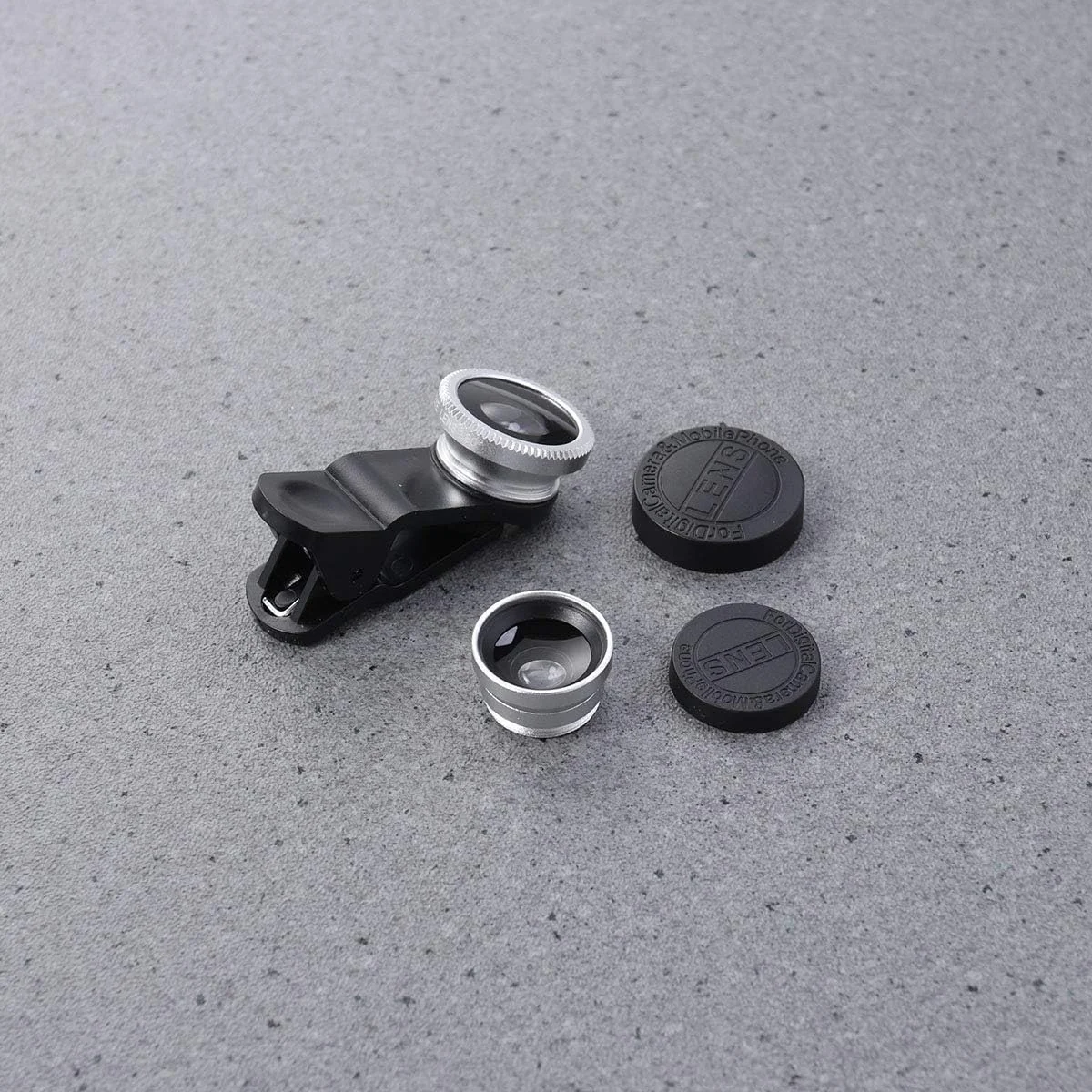 لنز دوربین تلفن همراه قابل حمل جهانی، لنز زاویه باز فوق العاده، لنز ماکرو، لنز چشم ماهی، گیره لنز 3 در 1 تلفن همراه برای آیفون 6S/7/8/X (نقره ای)