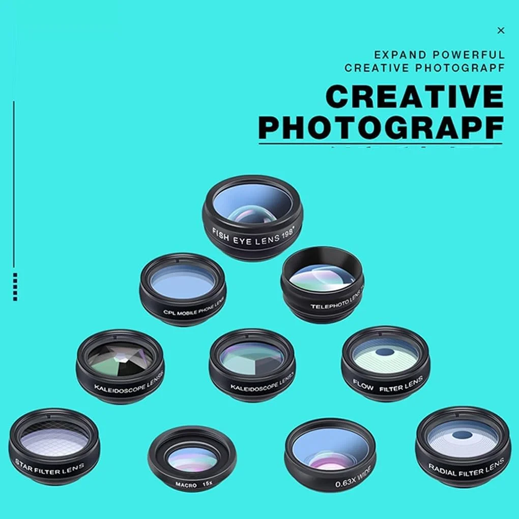 لنز دوربین موبایل یونیورسال 10 در 1، سازگاری آسان، مناسب برای اکثر گوشی ها لنز دوربین موبایل یونیورسال 10 در 1، سازگاری آسان، مناسب برای اکثر گوشی ها