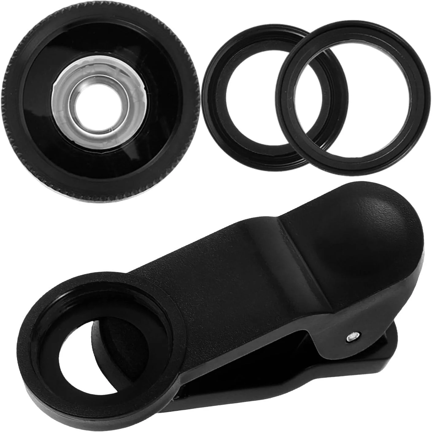 لنز دوربین تلفن همراه قابل حمل Uonlytech، لنز زاویه دید فوق العاده گسترده، لنز ماکرو، لنز چشم ماهی، گیره ای 3 در 1، سازگار با اکثر تلفن های هوشمند