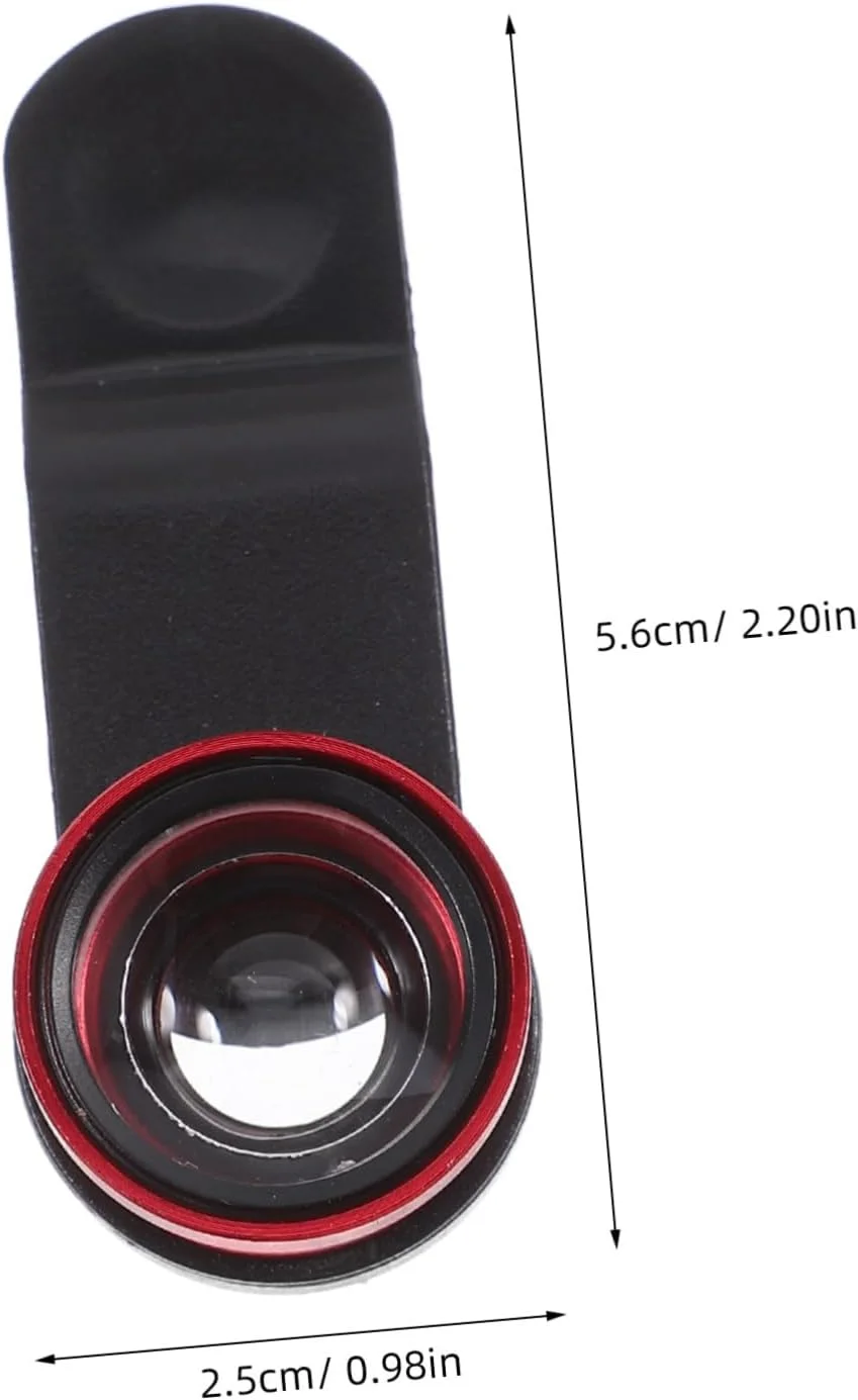 Uonlytech 2 مجموعه لنز دوربین تلفن همراه، لنز چشم ماهی زاویه باز با گیره برای تلفن همراه (لنز قرمز با گیره مشکی)