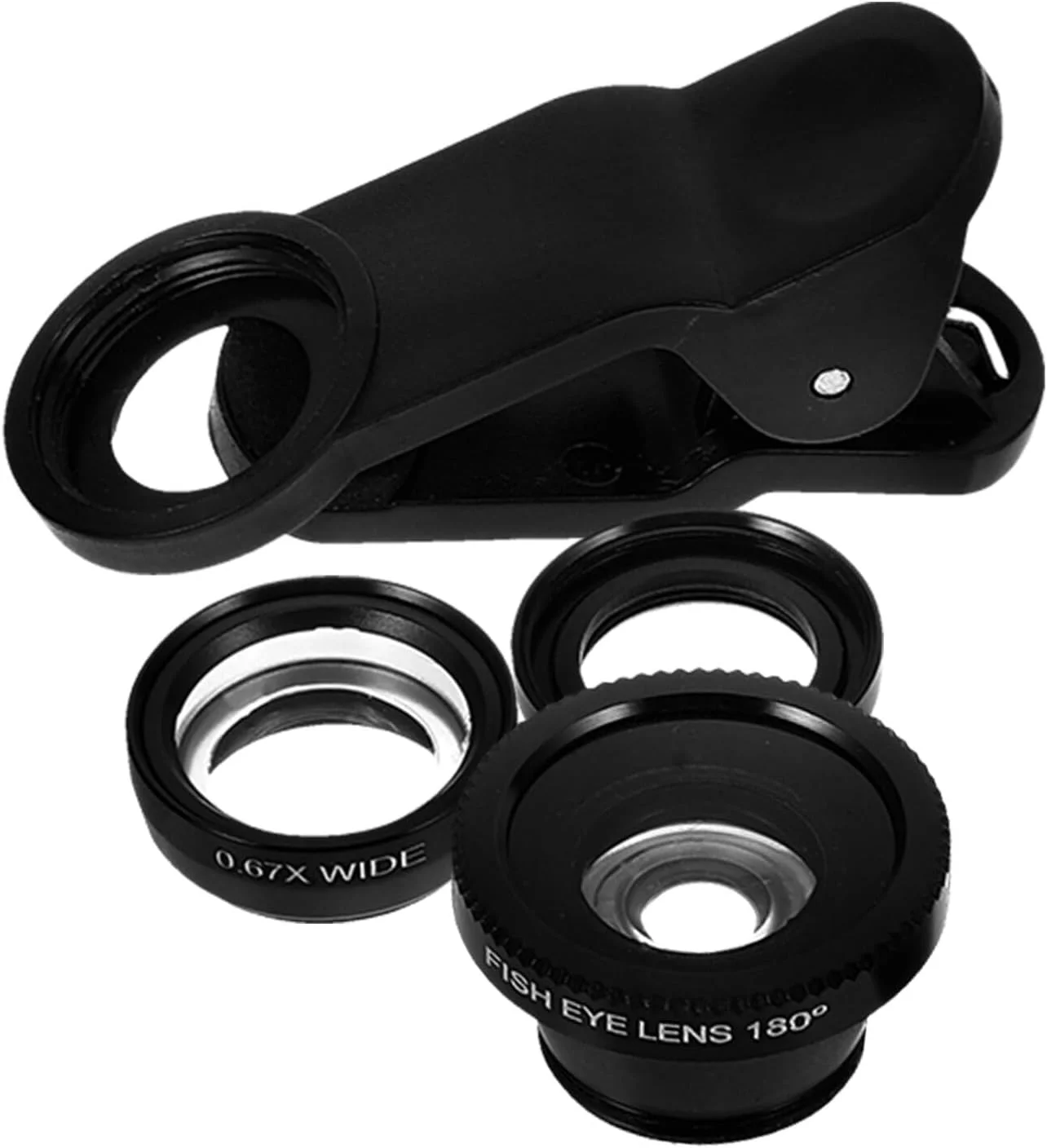 لنز دوربین تلفن همراه قابل حمل Uonlytech، لنز زاویه دید فوق العاده گسترده، لنز ماکرو، لنز چشم ماهی، گیره ای 3 در 1، سازگار با اکثر تلفن های هوشمند