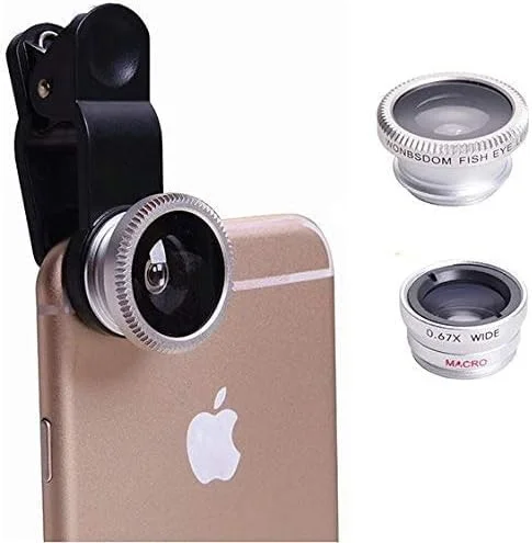 لنز کلیپسی جهانی 3 در 1 ماکرو، واید انگل و فیش آی برای گوشی های هوشمند HTC LG Xiaomi Moto - مشکی