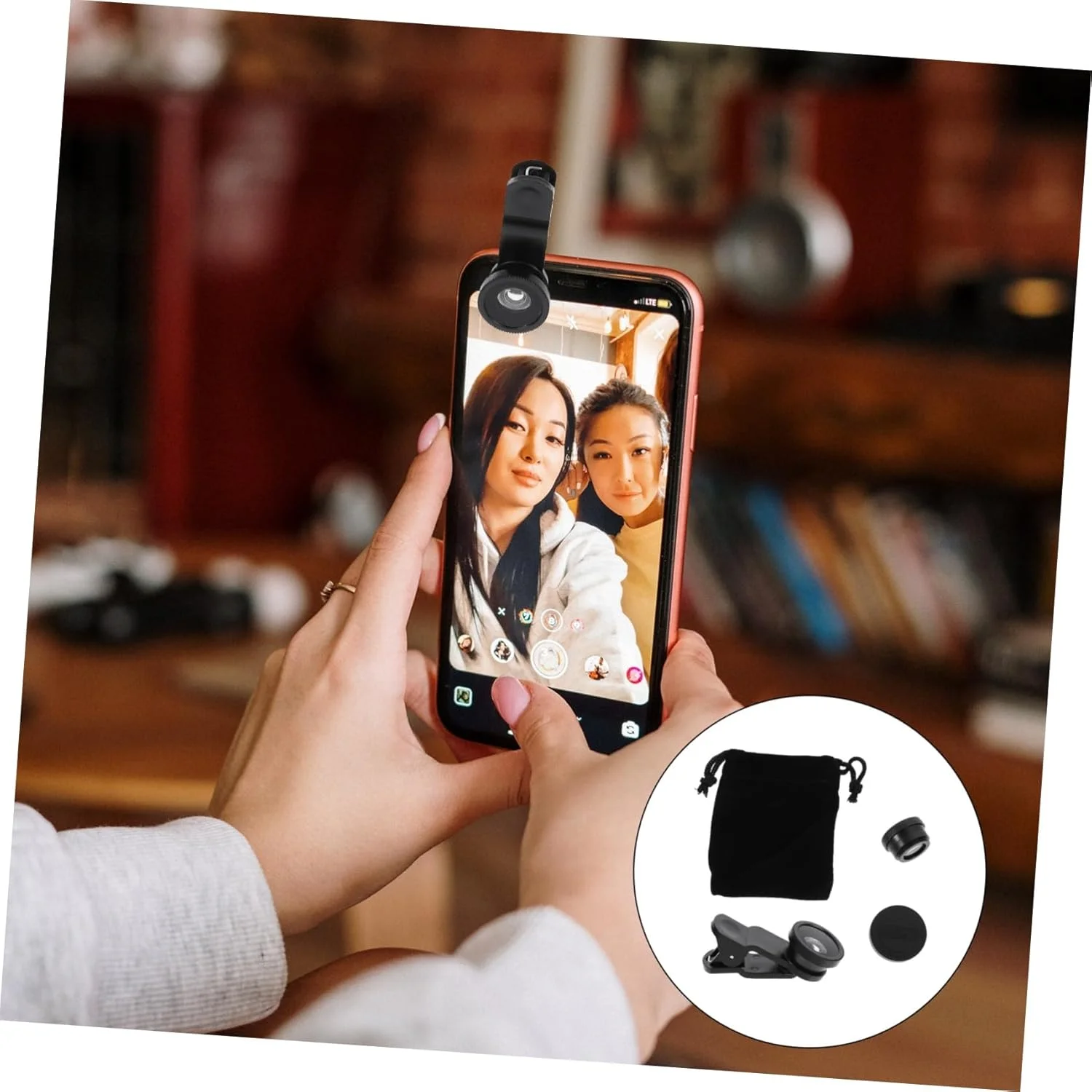 Uonlytech ۴ مجموعه گیره جهانی اتصال لنز چشم ماهی برای تلفن همراه، زاویه باز و ماکرو Uonlytech ۴ مجموعه گیره جهانی اتصال لنز چشم ماهی برای تلفن همراه، زاویه باز و ماکرو