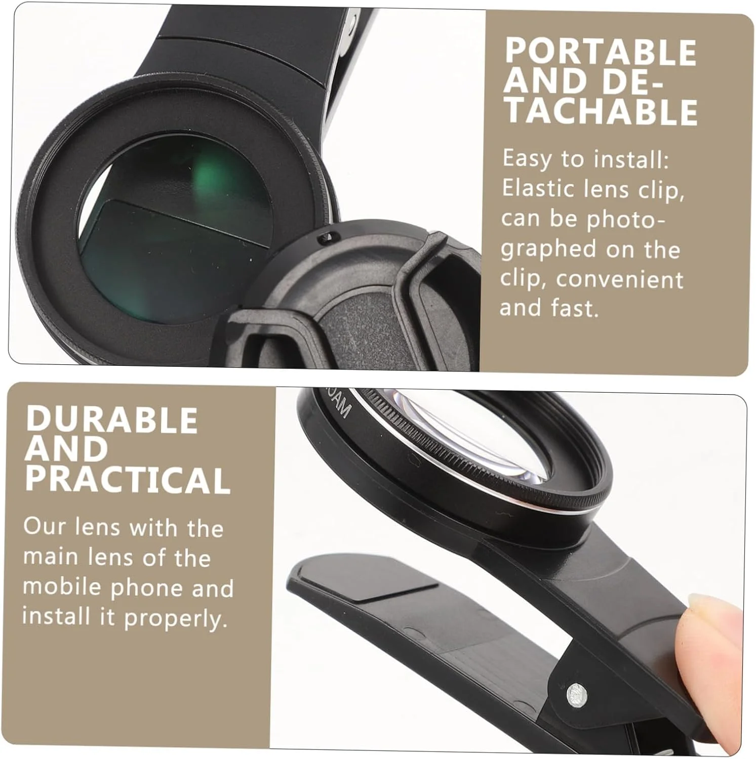 لنز ماکرو 15x Veemoon، اتصال لنز تلفن، لنز تلفن اپتیک با وضوح بالا، نصب آسان، لنز خارجی تلفن برای عکاسی ماکرو