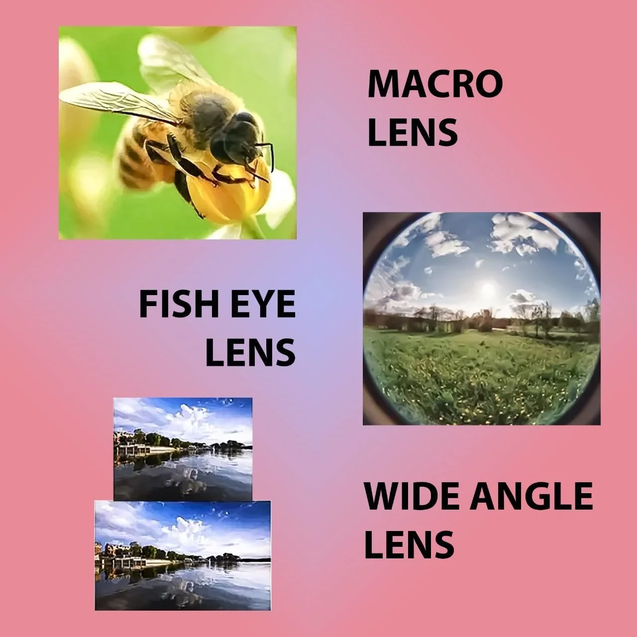 کیت لنز دوربین گوشی موبایل یونیورسال 3 در 1 شامل لنز چشم ماهی، لنز واید انگل و لنز ماکرو کلیپ برای آیپد، آیفون، سامسونگ، اندروید و اکثر گوشی های هوشمند - قرمز - کیت لنز دوربین گوشی یونیورسال برای عکاسی