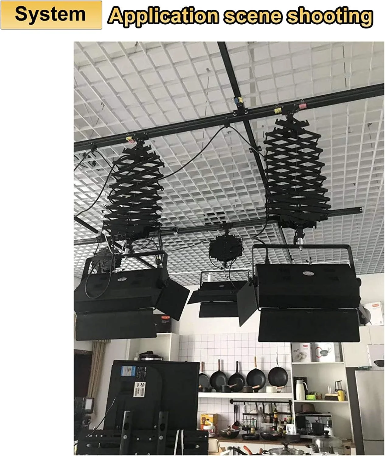 سیستم ریل سقفی پانتوگراف عکاسی استودیویی DATOU BOSS 197" x197" 5.0M، سیستم نورپردازی ریلی استودیویی، بازوی پانتوگراف استودیویی 43-200CM، سیستم ریل سقفی استودیویی عکاسی (5.0×5.0M-B)