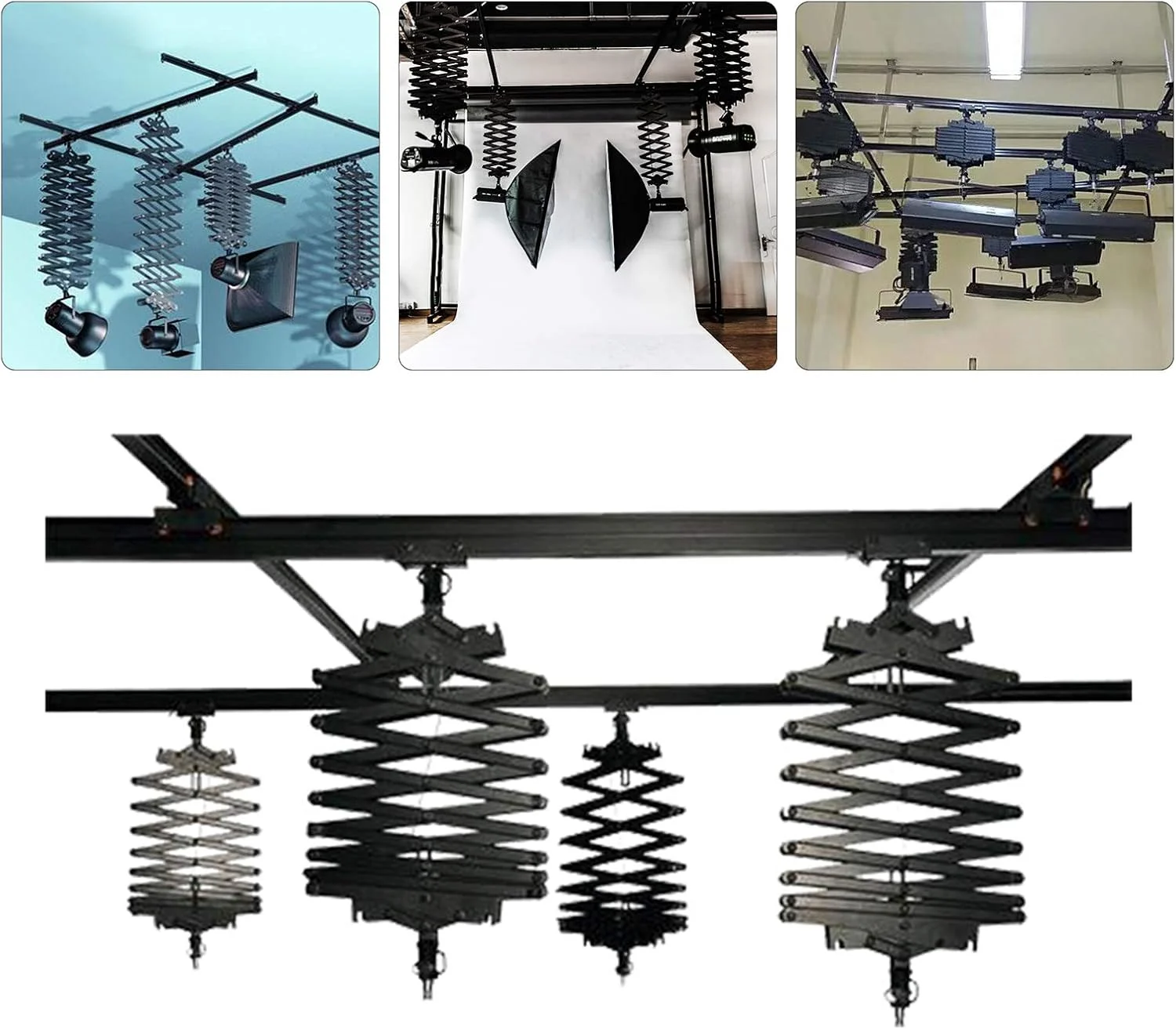 سیستم ریل سقفی پانتوگراف استودیویی DATOU BOSS با ابعاد 3 در 3 متر، سیستم نصب نورپردازی استودیویی 3 متری، کیت مسیر آبله‌رو پانتوگراف با ارتفاع 43-200 سانتی‌متر (3M x 3M-B)