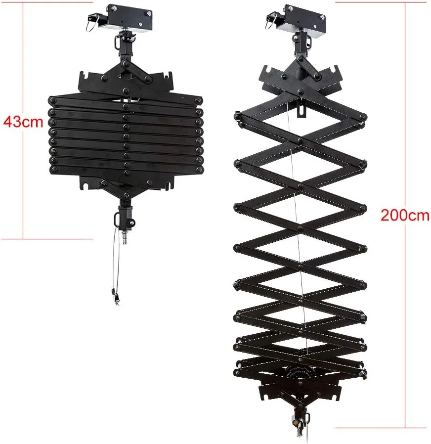 پانتوگراف 2 متری DATOUBOSS برای سیستم ریل سقفی استودیوی عکاسی، کیت پانتوگراف عکاسی با قرقره و لوازم جانبی طناب ایمنی