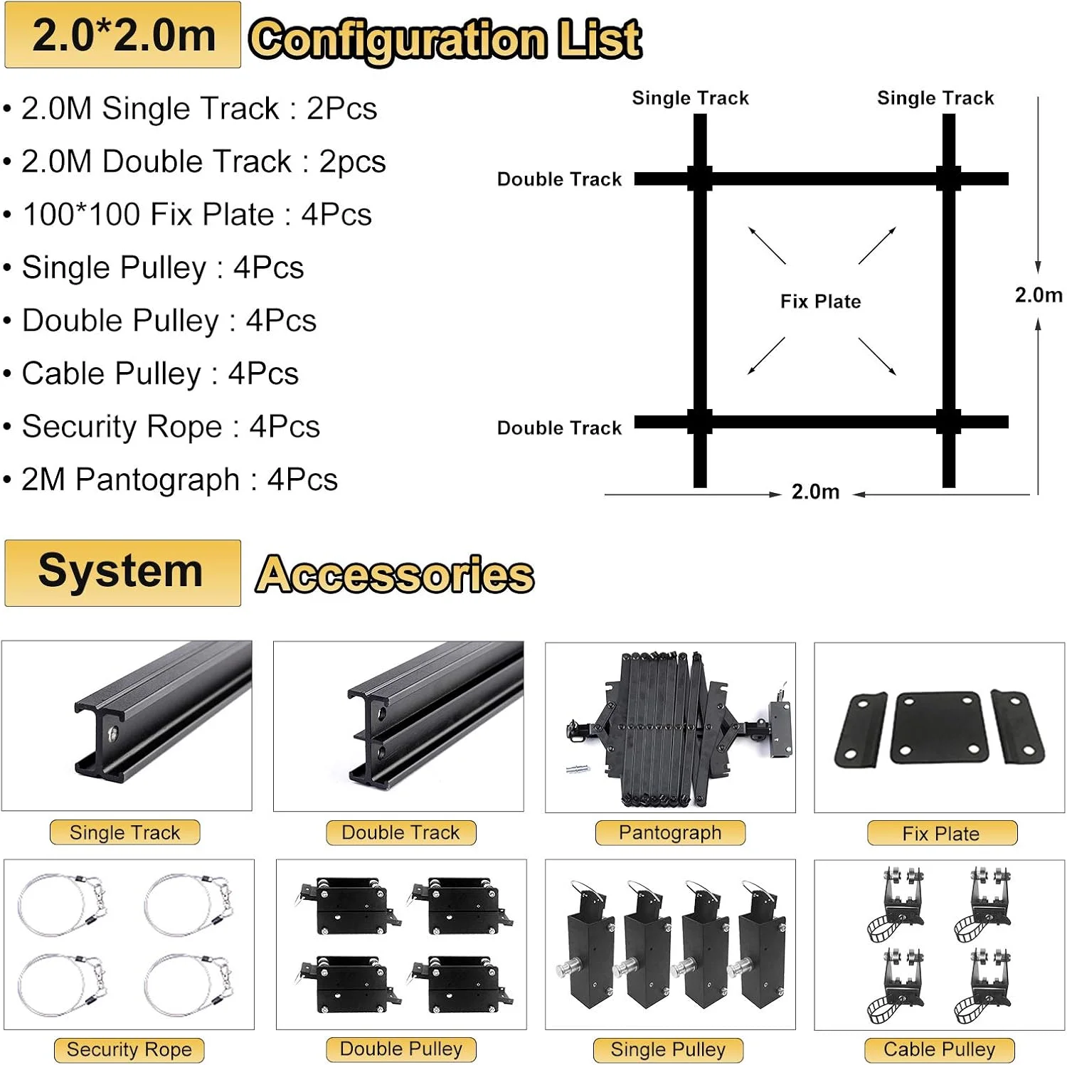 سیستم ریل نصب نورپردازی استودیویی کامل داتو باس 2 متر در 2 متر با پانتوگراف 2 متری، سیستم ریل پشتیبانی نورپردازی استودیویی برای فیلمبرداری و عکاسی