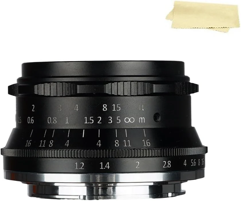 لنز پرایم 35 میلی‌متری F1.2 با دیافراگم باز 7artisans، فوکوس دستی APS-C، سازگار با دوربین‌های بدون آینه کامپکت، مانت Canon EOS-M، مشکی