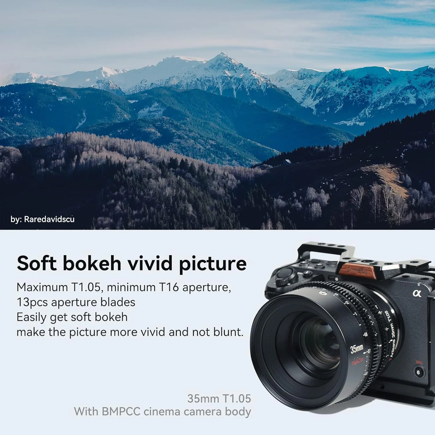 لنز سینمایی 7artisans با دیافراگم باز T1.05، 25mm/35mm/50mm، زاویه دید عریض، فوکوس دستی، اعوجاج کم، لنز مینی سینما (35mm T1.05، برای سونی)