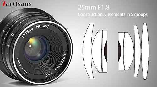 لنز پرایم ثابت 25 میلیمتری F1.8 با فوکوس دستی 7artisans برای دوربینهای Olympus و Panasonic Micro Four Thirds MFT M4/3 - مشکی لنز پرایم ثابت 25 میلیمتری F1.8 با فوکوس دستی 7artisans برای دوربینهای Olympus و Panasonic Micro Four Thirds MFT M4/3 - مشکی