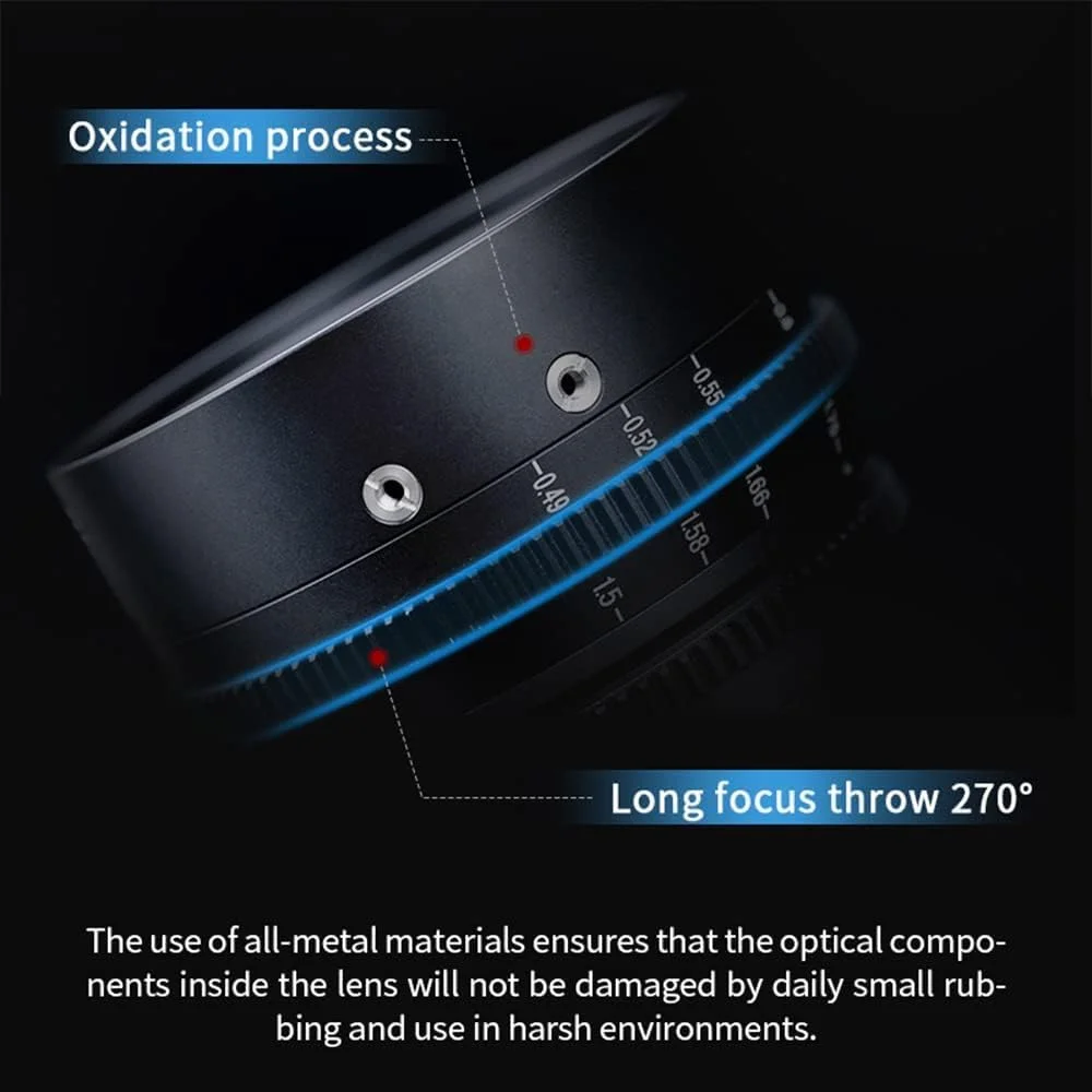 لنز سینمایی 7artisans با دیافراگم باز T1.05، 25mm/35mm/50mm، زاویه دید عریض، فوکوس دستی، اعوجاج کم، لنز مینی سینما (35mm T1.05، برای سونی)