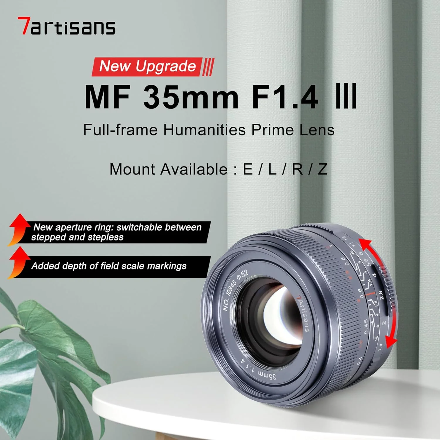 لنز پرایم 35 میلی‌متری F1.4 Mark Ⅲ با فوکوس دستی و دهانه باز، سازگار با دوربین‌های Sony E Mount مدل‌های A7 A7R A7S A7RⅡ A7SⅡ A9 A7C A1 A7RIII A7III A7RIV A9II و غیره (خاکستری تیتانیومی)