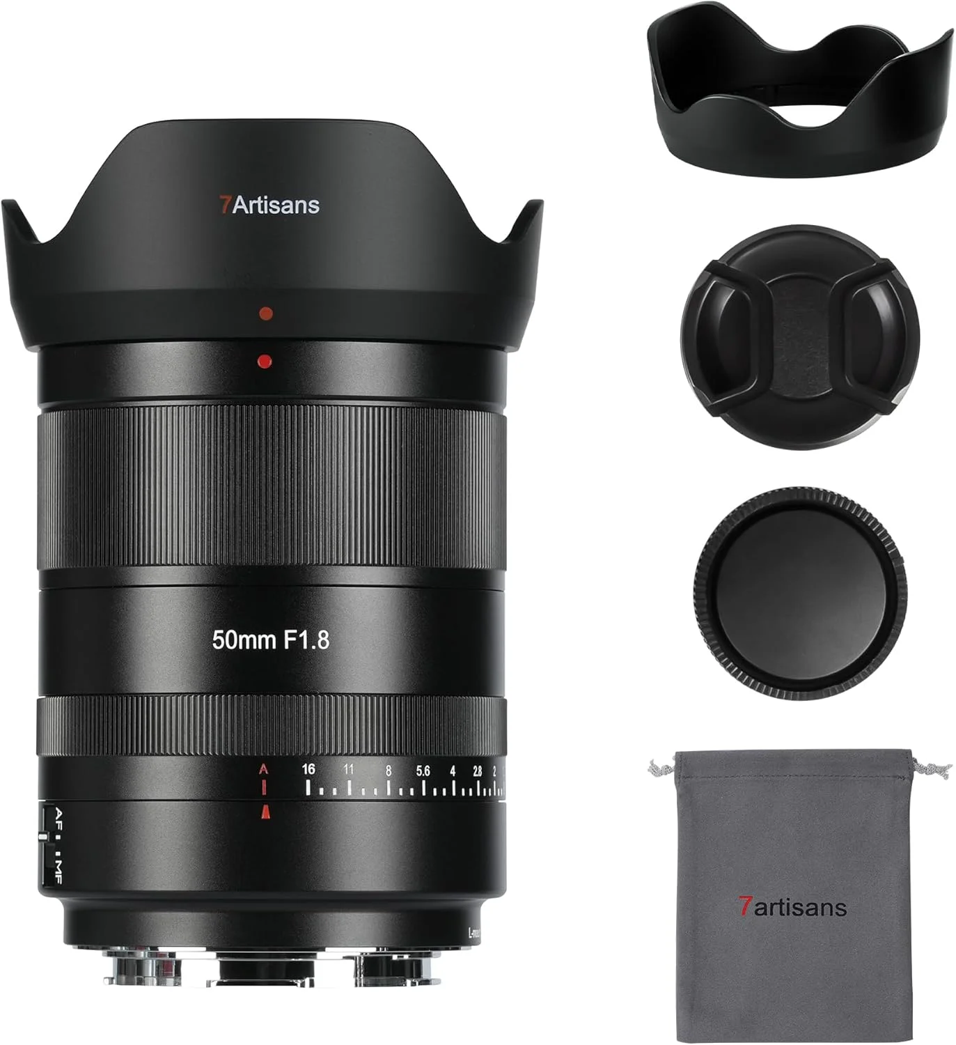 لنز فول فریم 50mm F1.8 با فوکوس خودکار 7artisans، دیافراگم بزرگ F1.8، پشتیبانی از دیافراگم خودکار/دستی و تشخیص چهره/چشم، سازگار با Leica/Panasonic LUMIX S Series/Sigma L S1, S5, S9 Serise