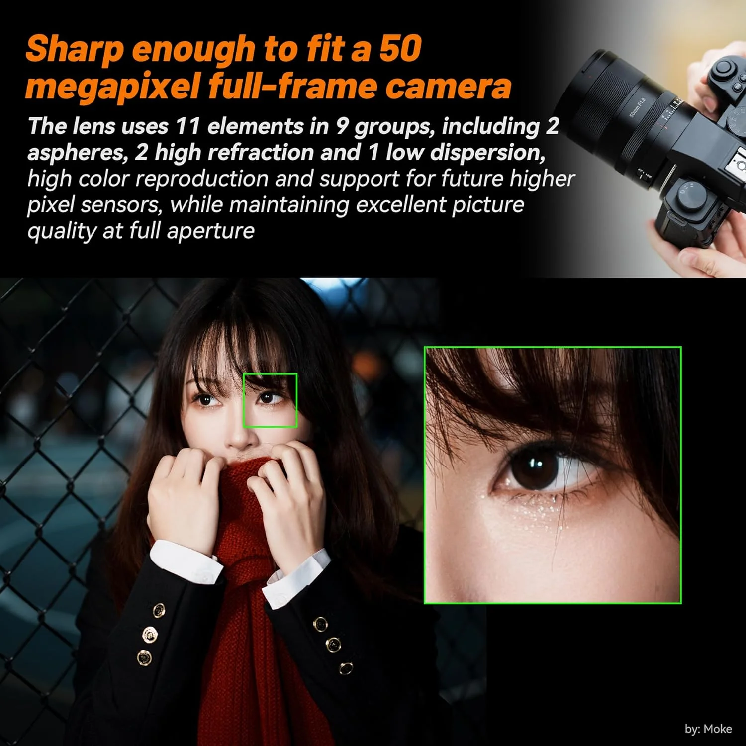 لنز فول فریم 50mm F1.8 با فوکوس خودکار 7artisans، دیافراگم بزرگ F1.8، پشتیبانی از دیافراگم خودکار/دستی و تشخیص چهره/چشم، سازگار با Leica/Panasonic LUMIX S Series/Sigma L S1, S5, S9 Serise