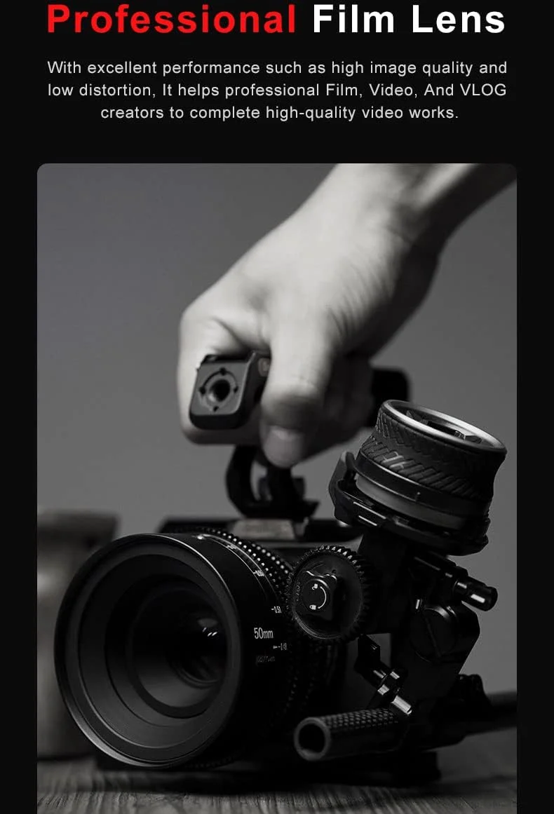 لنز سینمایی 50mm T2.0 هفت آرتیسانز برای دوربین های سونی با مانت E، لنزهای دوربین بدون آینه فول فریم با دیافراگم بزرگ لنز سینمایی 50mm T2.0 هفت آرتیسانز برای دوربین های سونی با مانت E، لنزهای دوربین بدون آینه فول فریم با دیافراگم بزرگ
